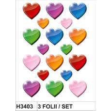 Sticker Decor inimioare colorate, 3folii/set, H3403 HERMA