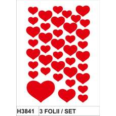 Sticker Décor cu inimioare rosii, 3folii/set, H3841 HERMA
