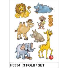 Sticker Decor cu diverse animale, (leu, elefant, girafa, camila), 3folii/set, H3334 HERMA