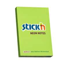 Notes autoadeziv 76mm x 51mm, 100 file/buc, verde neon, Stick'n