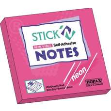 Notes autoadeziv 76mm x 76mm, 100 file/buc, roz neon, Stick'n