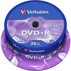 DVD+R 4,7GB, 16x, 25 buc/bulk, Matt Silver Verbatim