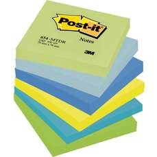 Notes autoadeziv 76mm x 76mm, 100 file/buc, 6buc/set, culori asortate neon (verde, albastru, galben)