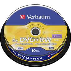 DVD+RW 4,7GB, 4x, 10 buc/bulk, Matt Silver Verbatim