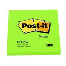 Notes autoadeziv 76mm x 76mm, 100 file/buc, verde neon, Post-it 3M