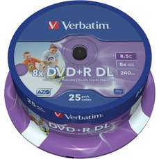 DVD+R 8,5GB, 8x, double layer, printabil, 25 buc/bulk, Verbatim