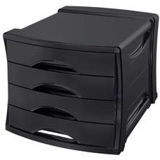 Suport plastic cu 4 sertare pentru documente, negru, Vivida Europost Esselte