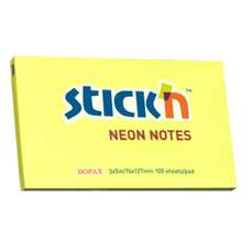 Notes autoadeziv 127mm x 76mm, 100 file/buc, galben neon, Stick'n