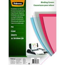 Coperti din plastic transparent cristal, A3, 200 microni, pentru indosariere, 100 coli/top Fellowes