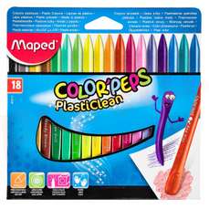 Creioane colorate cerate din plastic, 18culori/set, Color Peps Plasticlean Maped