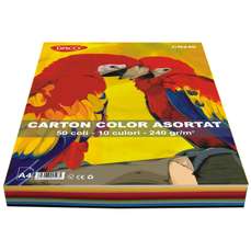 Carton color asortat 10 culori, A4, 240g/mp, 50coli/top, Daco, CN240