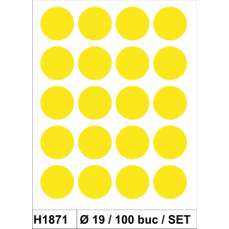 Etichete autoadezive galben, rotunde, diam.19mm, 100buc/set, H1871 HERMA