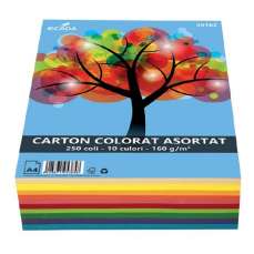 Carton color asortat 10 culori, A4, 160g/mp, 250coli/top, Ecada, EC36162