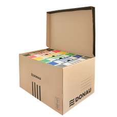 Container arhivare cutii de arhivare, cu capac, 558x315x370mm, negru/kraft, Donau-DN-7665301FSC-02