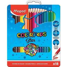 Creioane colorate in cutie metal 18culori/set, Color Peps Star Maped