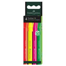 Textmarker 4 culori/set (galben, roz, portocaliu, verde), 38 Faber Castell FC157774