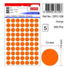 Etichete autoadezive rotunde, diam.13mm, 350buc/set, 5coli/set, portocaliu, Tanex