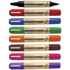 Whiteboard marker 8 buc/set (negru, rosu, maro, albastru, mov, verde, portocaliu, roz), cu 2 varfuri rotund/tesit, 2,0/5,0 mm, Artline 525T