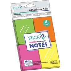 Notes autoadeziv 51mm x 38mm, 4x50 file/set, 4 culori neon, Stick'n, HO-21091