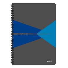Caiet cu spira A5, 90file, matematica, coperta PP gri/albastru, Office Leitz