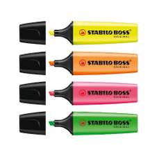 Textmarker 4 culori/set (galben, portocaliu, verde, roz), Boss Original Stabilo