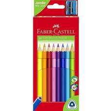 Creioane colorate 10culori/set si o ascutitoare, Jumbo Faber Castell-FC116510