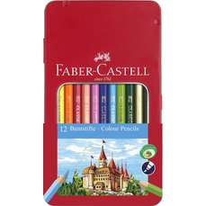 Creioane colorate in cutie metal 12culori/set, Faber Castell-FC115801