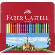 Creioane colorate in cutie metal 24culori/set, Faber Castell-FC115824