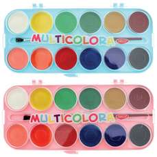 Acuarele pe baza de apa, 12 culori, pastila 30mm, pensula, AR123 Multicolora Daco