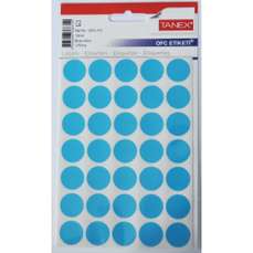 Etichete autoadezive rotunde, diam.19mm, 175buc/set, 5coli/set, albastru, Tanex