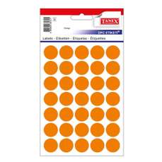 Etichete autoadezive rotunde, diam.16mm, 240buc/set, 5coli/set, portocaliu, Tanex
