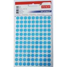 Etichete autoadezive rotunde, diam.10mm, 540buc/set, 5coli/set, albastru, Tanex