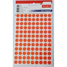 Etichete autoadezive rotunde, diam.10mm, 540buc/set, 5coli/set, portocaliu, Tanex