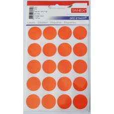 Etichete autoadezive rotunde, diam.25mm, 100buc/set, 5coli/set, portocaliu, Tanex