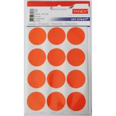 Etichete autoadezive rotunde, diam.32mm, 60buc/set, 5coli/set, portocaliu, Tanex