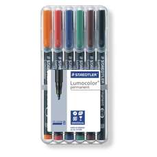 Permanent marker 6buc/set (albastru, negru, rosu, verde, maro, portocaliu), varf tesit 1,0-2,5mm, Lu