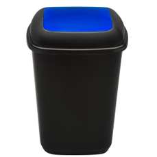 Cos plastic pentru gunoi, colectare selectiva, negru/albastru, 28L, Quatro Plafor