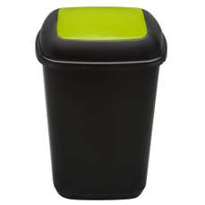 Cos plastic pentru gunoi, colectare selectiva, negru/verde, 28L, Quatro Plafor