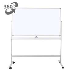 Whiteboard magnetic, dubla fata, rotativa, 100cm x 150cm, pe stand mobil, Visual