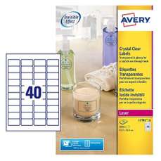Etichete autoadezive transparente din poliester, 40/A4, 25coli/cutie, 45,7x25,4mm, Avery Zweckform