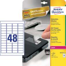 Etichete autoadezive pentru sigiliu 48/A4, 20coli/cutie, 45,7x21,2mm, Avery Zweckform