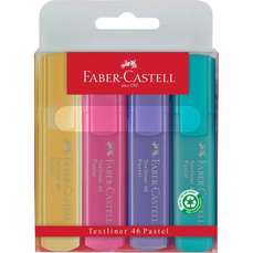Textmarker pastel 4 culori/set (galben, roz, turcoaz, mov), 1546 Faber Castell FC154610