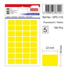 Etichete autoadezive dreptunghiulare, 16x22mm, 160buc/set, 5coli/set, galben fluorescent, Tanex