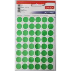Etichete autoadezive rotunde, diam.16mm, 240buc/set, 5coli/set, verde, Tanex