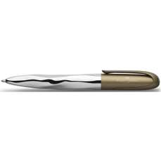 Pix retractabil, negru, corp argintiu, N Ice Pen Olive Metalizat, Faber Castell, FC149608