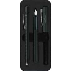Set stilou si pix plastic, corp negru, Grip 2011 Negru, FC140983 Faber Castell