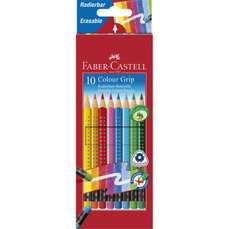 Creioane colorate cu guma 10culori/set, Grip 2001 Faber Castell-FC116613