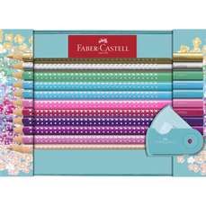 Creioane colorate Sparkle si o ascutitoare Sleeve, 20culori/set, Faber Castell-FC201641