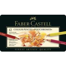 Creioane colorate 12culori/set, cutie metal, Polychromos Faber Castell-FC110012