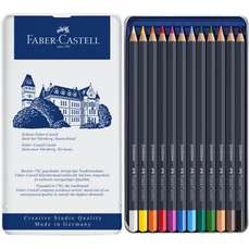 Creioane colorate 12culori/set, cutie metal, Goldfaber, Faber Castell-FC114712